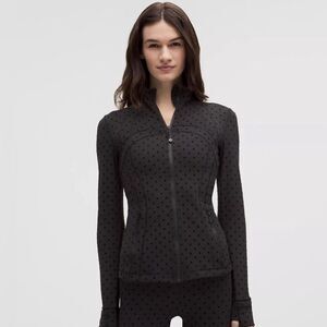 NWT 6 Define Polka Flocked Full Length Jacket Nulu Zip Black Lululemon